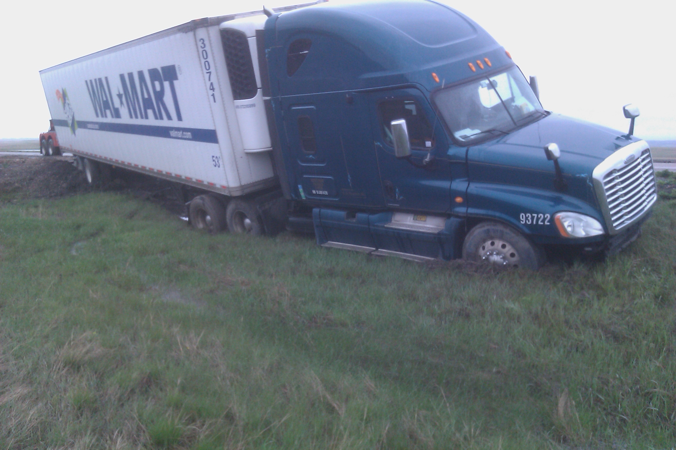 This semi loaded with food needed help getting back between the lines west of Alzada. 




