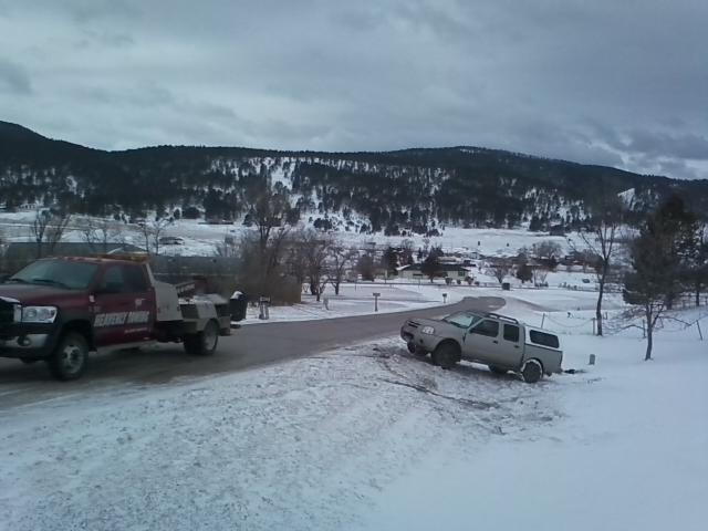 Icy roads left this Toyota in the ditch. 




